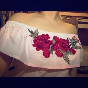 Off the shoulder pink top